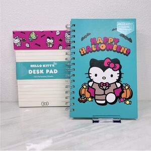 NEW Hello Kitty Halloween Spiral Notebook and Desk Pad Set Sanrio Teal Purple